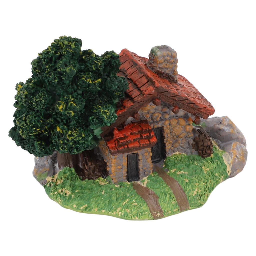 Landscape House Figurine Resin Village Hut Ornament Bonsai Decoration for Home Gardening