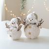 Cute Cartoon Christmas Snowman Ornaments Knitted Soft Plush Snowman Doll Simulation Round Hat Snowman Statue Wedding Party
