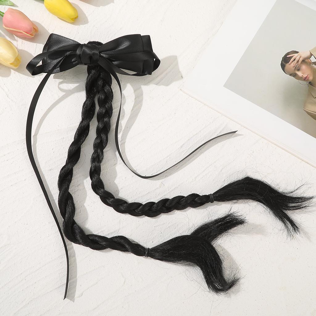 AWAYTR Satin Bowknot Wig Tassle Duckbill Hairpin Floral Hair Clips Valentine Headwear Girl Hair Accessories Festival Gift