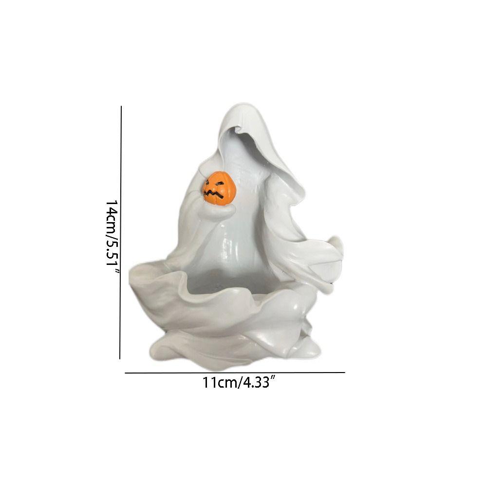 Cartoon Halloween Ghost Statue DIY Resin Candlestick Ornament Meditation Ghost Sculpture  Garden