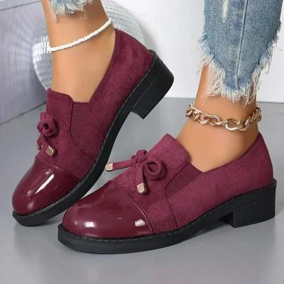 Fashion Spring Women's Med Heels Shoes Casual Slip-on Round Toe Loafers Ladies Office Pumps Ladies Fashion Bow Square Heel Shoes Women