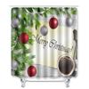 Christmas Shower Curtain Floor Mat Combination Four-Piece Set Bathroom Toilet Carpet Shower Room Mat Foot Mat