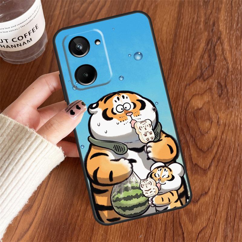 

Cartoon Fat Tiger For Realme GT6 GT7 Pro 10 11 12 13 14 15 Pro Plus C55 C71 C65 C63 C61 C53 C67 C35 C75 Case Realme C65 4G