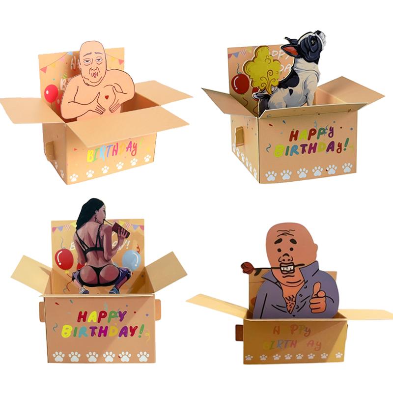 Funny Happy Birthday Pop-Up Card 3D Character Design Paper Party Invitation Perfect Gift For Family Friends And Co-Workers