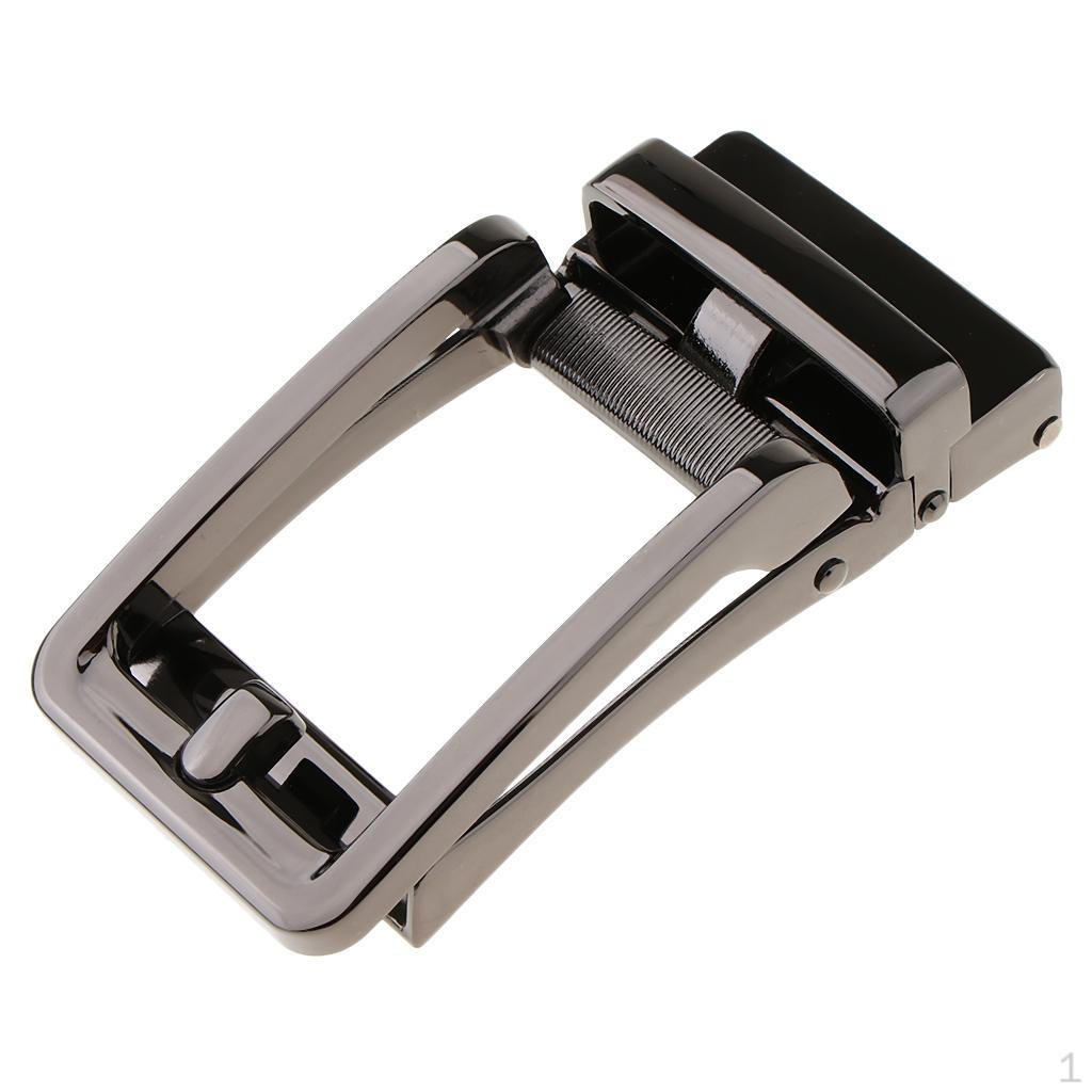 Men  Alloy Ratchet Belt Automatic Slide Buckle Replacement Dark gray black