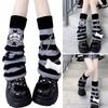 Gothic Women Leg Warmers Harajuku Punk Bone Skull Crosses Flared Knitted Foot Cover Winter Warm Long Socks Streetwe