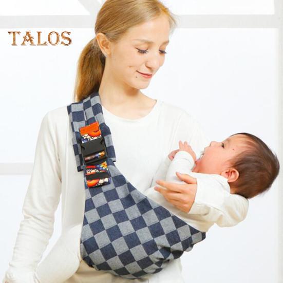 Baby Sling Carrier Great Load Bearing Adjustable Length Wide Strap Less Pressure On Shoulder Breathable Fabric Plaid Print Outdoor Walking 0-36