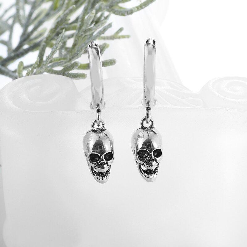 Orecchini Teschio Placcati Argento Orecchini Gotici Testa di Fantasma Ipoallergenici per Uomo e Donna Gioielli di Halloween Punk Rock di Tendenza