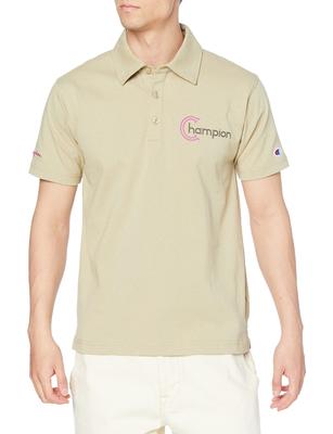 Champion Basic Kurzarm mit gestickter Grafik Größe M Herren-T-Shirt, 100% Baumwolle, USA, Logo, Beige, (C3-X349)
