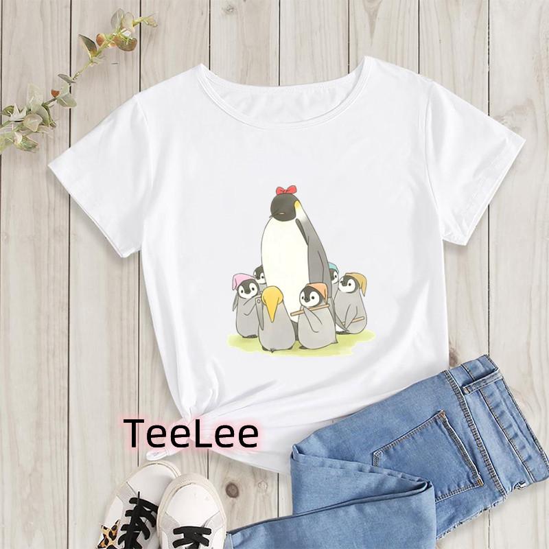 Kawaii Penguin Cookies Tshirts Cartoon Unisexs Tshirt Graphic Tshirts Ladies Youth Short Sleeve Cute Tshirts Female