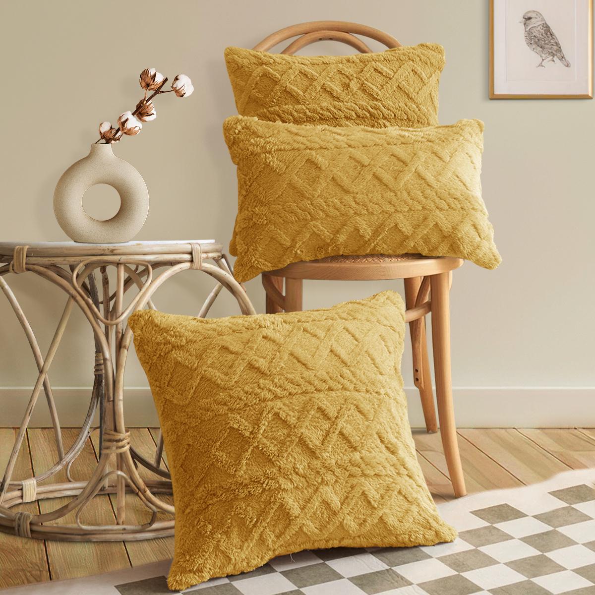 1 stuks dubbelzijdige jacquard pluche effen elastische kussensloop, bank kantoor lendensteun hoes, zonder kussenvulling 50cmx50cm 1PC