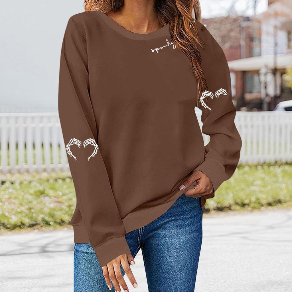 Ladies' Loose Comfortable Casual Fashionable Halloween Printed Long Sleeved Sweatshirt