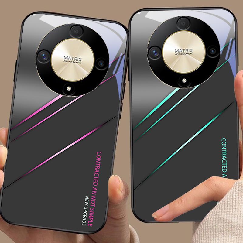 Gradient Crack Red For Honor Magic 6 50 70 90 Lite X7b 200 Pro Nova 10 Nova 5T X6 P30 Pura 70 Ultra Tempered Glass Phone Case