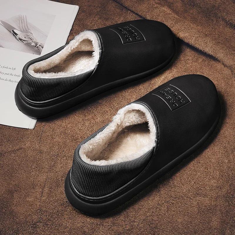 Chaussures pour Hommes Couple Femmes Chaussons d'Intérieur Recouvrant le Talon Intérieur et Extérieur Doux et Confortable Ajouter du Velours Imperméable Antidérapant Chaud