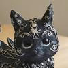 Mysterious Black Cat Statue Small Resin Cat Figurine Decorative Gothic Animal Sculpture for Home Office Desk Wine Cabinet Shelf Decor