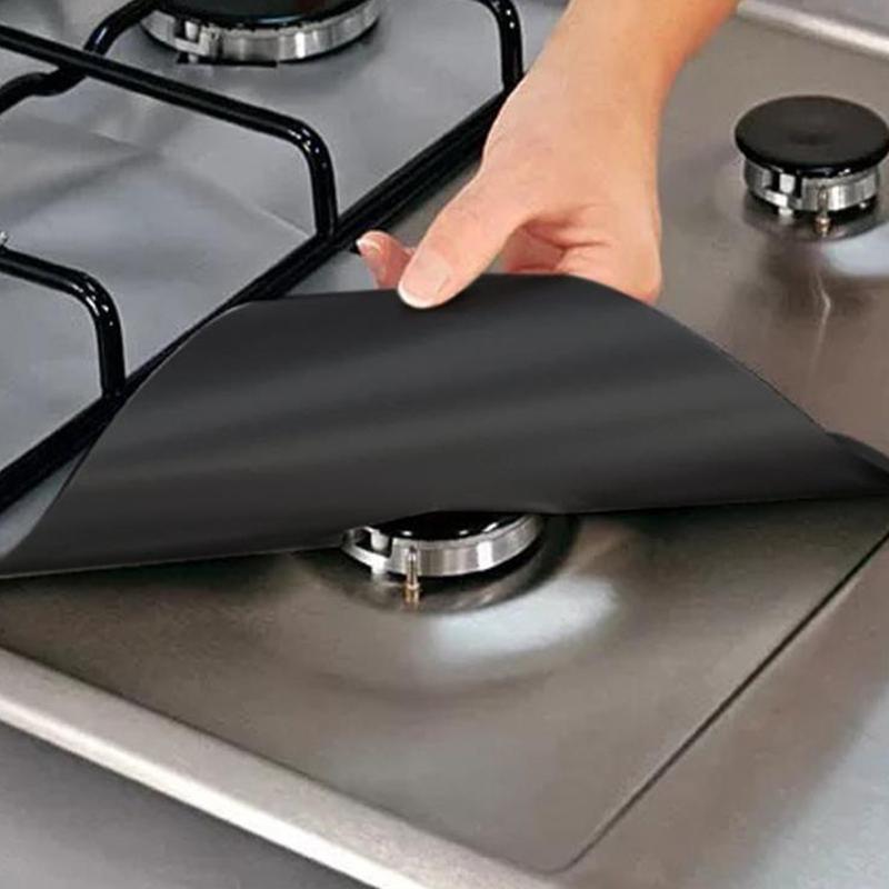 4Pcs Gas Stove Protectors Reusable   Burner Covers Kitchen Mat  Protector Cleaning Pad Liner Cover  Top