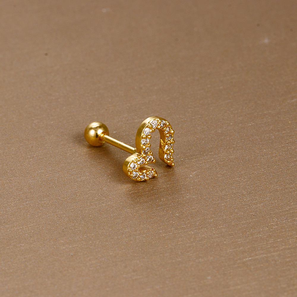 Gold Stainless Steel Earrings with Zircon Studs - Creative and Elegant Design