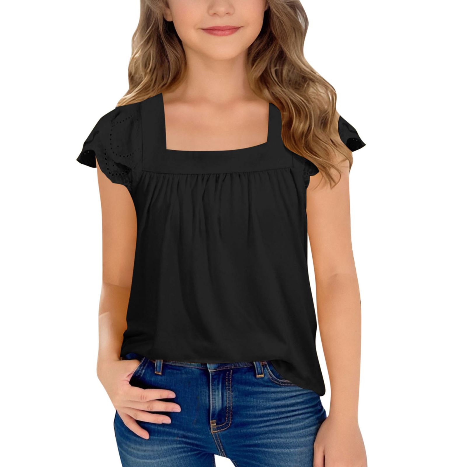 Children s Fashionable Short-Sleeve Casual Loose-Fit Top 120 чёрный