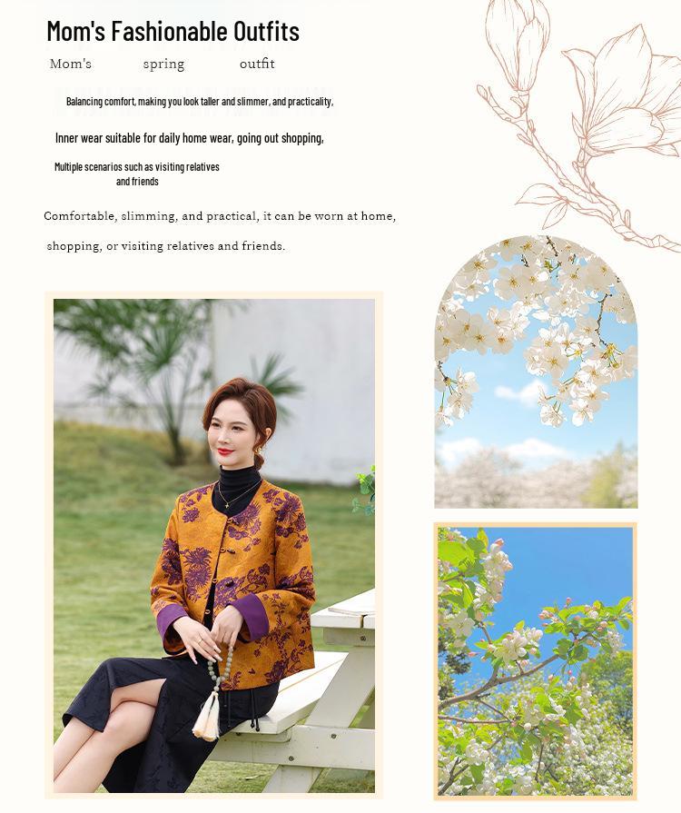 Spring & Autumn Chinese-Style Jacket for Middle-Aged and Elderly Women - Lightweight and Stylish Top for Moms and Grandmas