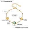 18K Gold-Plated Stainless Steel Jewelry Set: Bead Chain Necklace & Earrings with Oval Bezel Faceted Glass Stone.