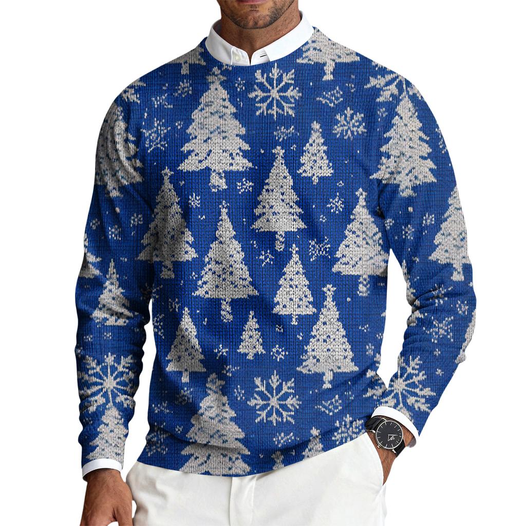 Herren Rundhals Langarm Rippstrick Pullover