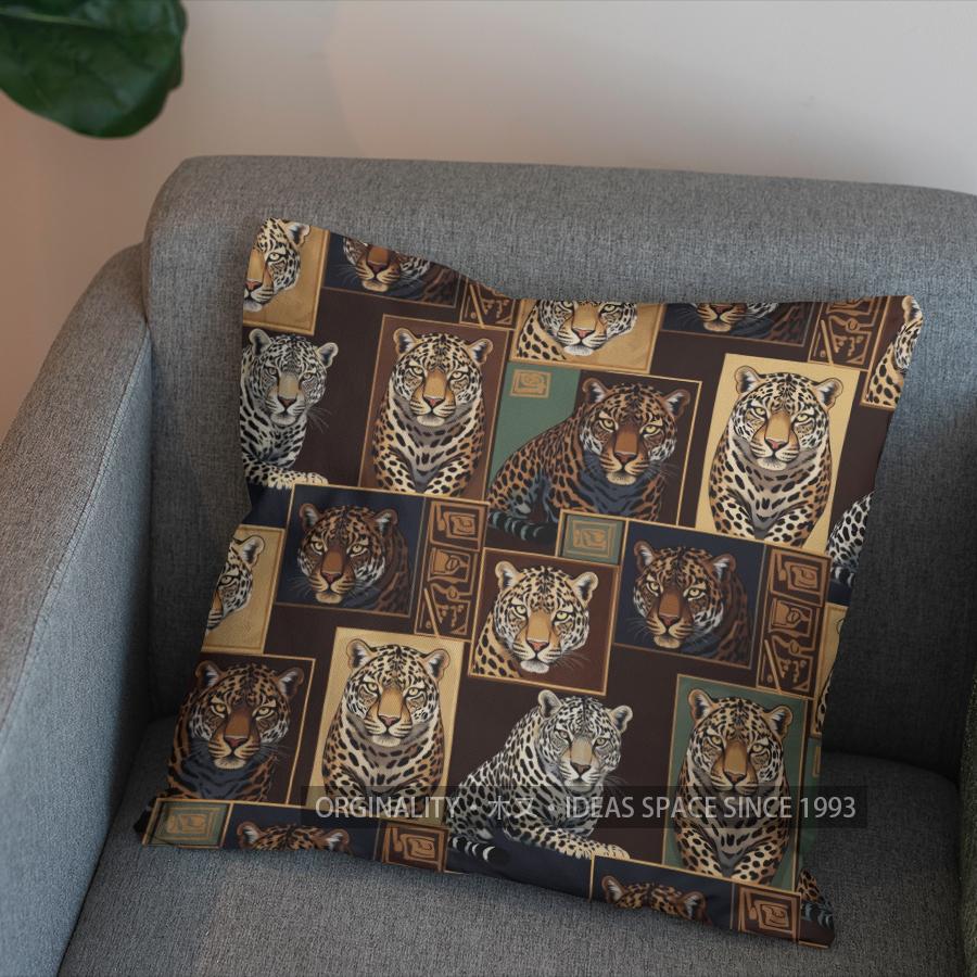 2D Stylish Leopard-Patterned Decorative Pillow Cover Pattern Cushion Cover Suitable For Sofa Bedroom Car Pillow Cover