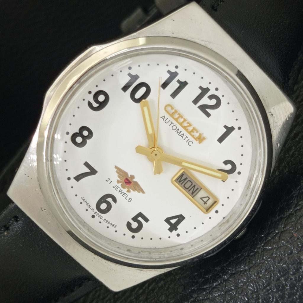 AUTOMATIC VINTAGE CITIZEN 8200 JAPAN MENS WHITE COLOR DIAL WATCH a702133-5 R208-a702133