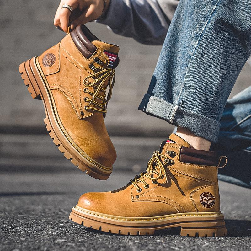 Top Handgefertigte Martin Stiefel Herren Vintage Britische Rhabarberstiefel Herbst Outdoor Wanderschuhe High Top Tooling Stiefel