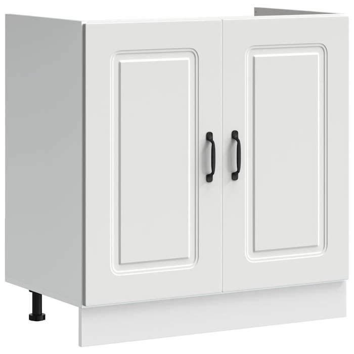 VidaXL Meuble bas pour évier Kalmar blanc 80x46x81,5cm bois ingénierie, meuble bas de cuisine, meuble bas de cuisine avec 853447