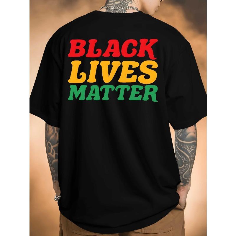 

Мужская футболка Black Lives Matter - Футболка с принтом на спине, Заявление о социальной справедливости, Повседневный летний топ с круглым вырезом и коротким рукавом с лозунгом BLM, для протестов S чёрный