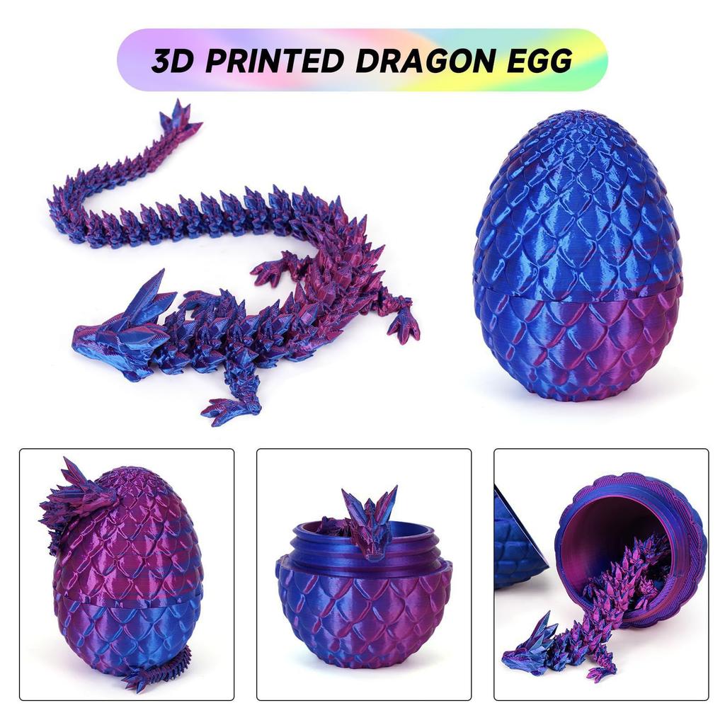 Creative Decompression Dragon Egg Chameleon Pendulum 3D Printing Dragon 2025 New Year Gift Colorful Set Desktop Ornament Kid Toy