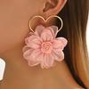 Elegant Golden Heart Flower Earrings for Women
