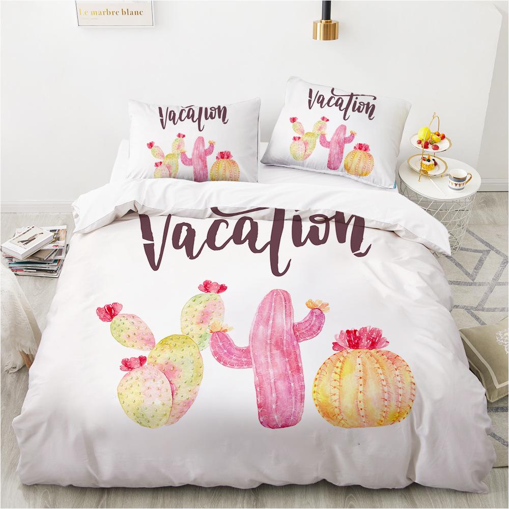 

Кактус 3D цифровой принт узор пододеяльник наволочка спальня комплект постельного белья из трех частей DE 135x200cm