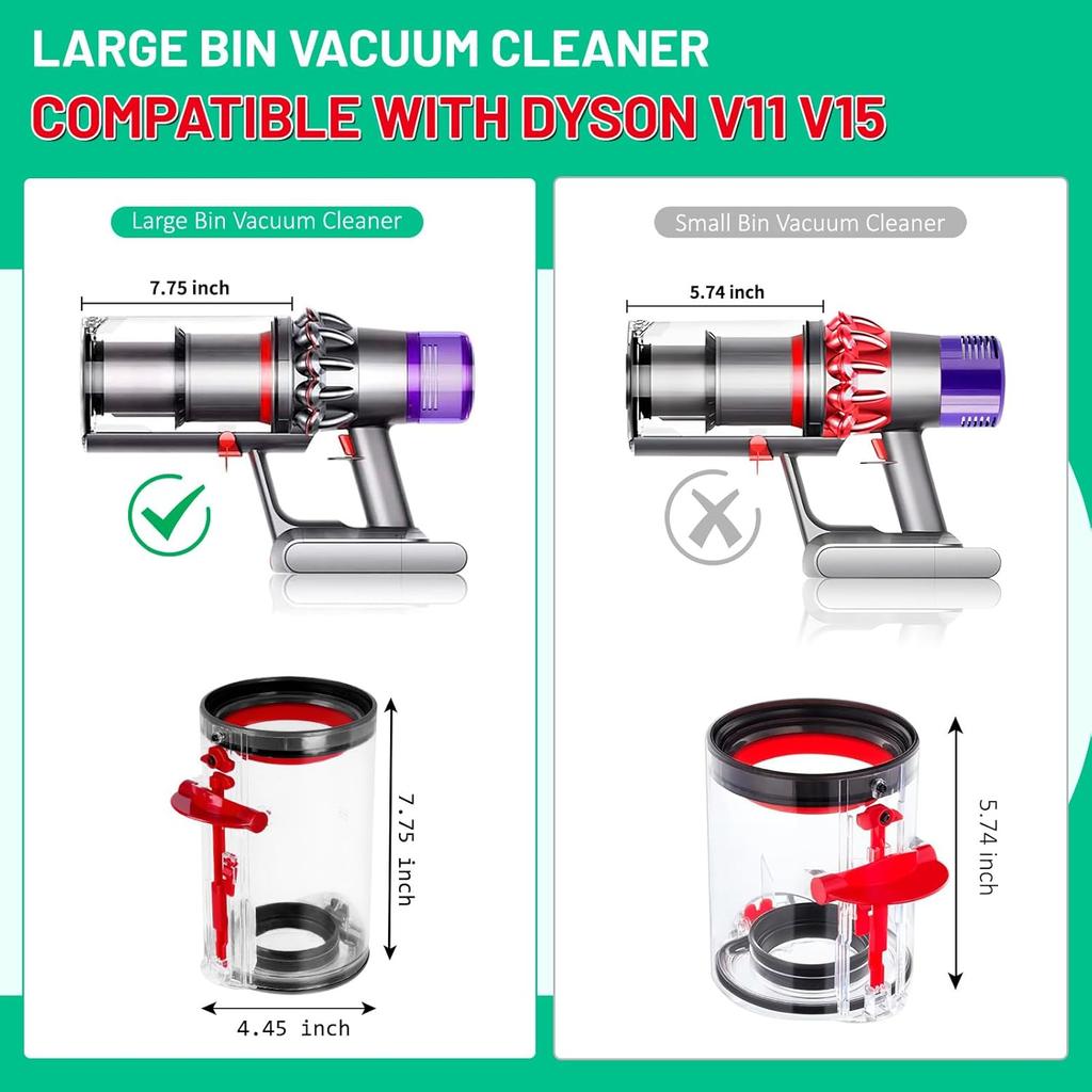 Canister Dust Bin Replacement for Dyson V11 Torque Drive Animal Complete V15 Extra V15S Detect Submarine SV22 SV15 SV14 Large Vacuum Bin