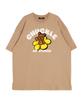 ASTRAL PROJECTION Front Chuckle Bear Round Neck 15-Count Cotton Short Sleeve T-Shirt_Beige