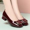2.5cm Elegant Breathble Comfortable Bright Leather Shoes Women's Flats Spring 2025 Trend Square Heels Shoes for Office Mom Daily