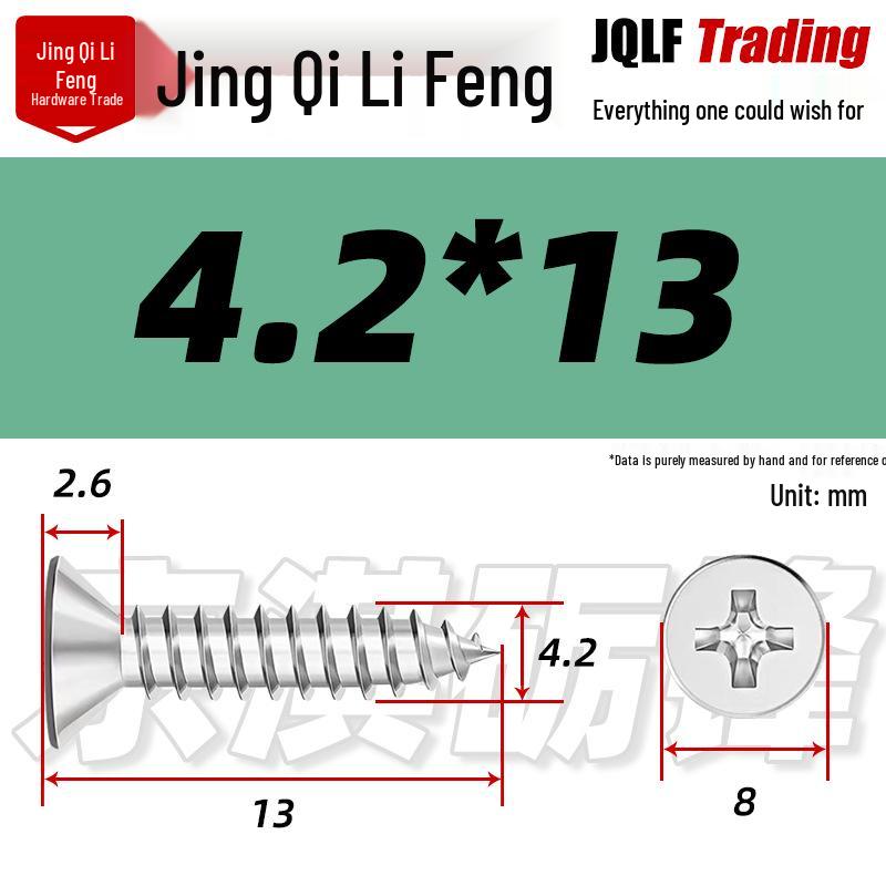 304 Stainless Steel Countersunk Self-Tapping Screw for Furniture & Outdoor Construction (GB/T 846)