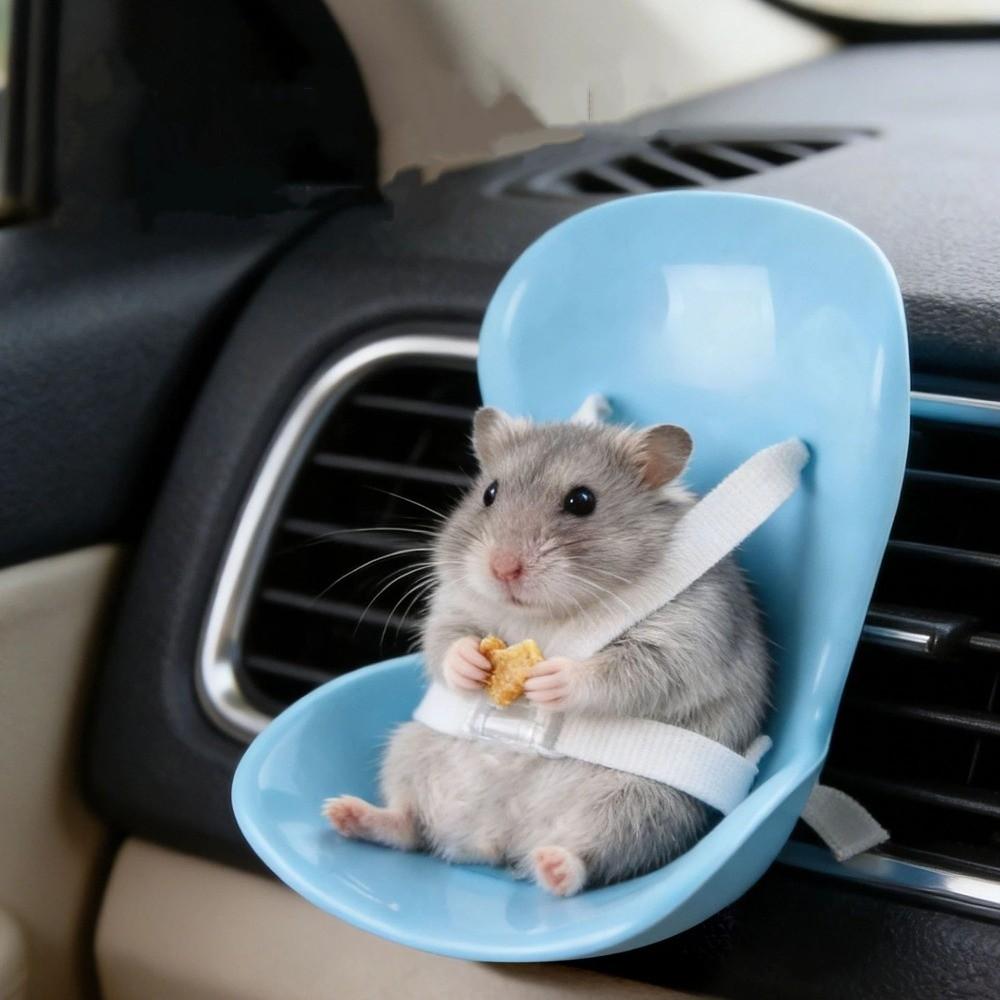 Secure Buckle Hamster Car Safety Seat Detachable Plastic Hamster Vent Mount Comfortable Small Animal Safety Carrier Small Pets