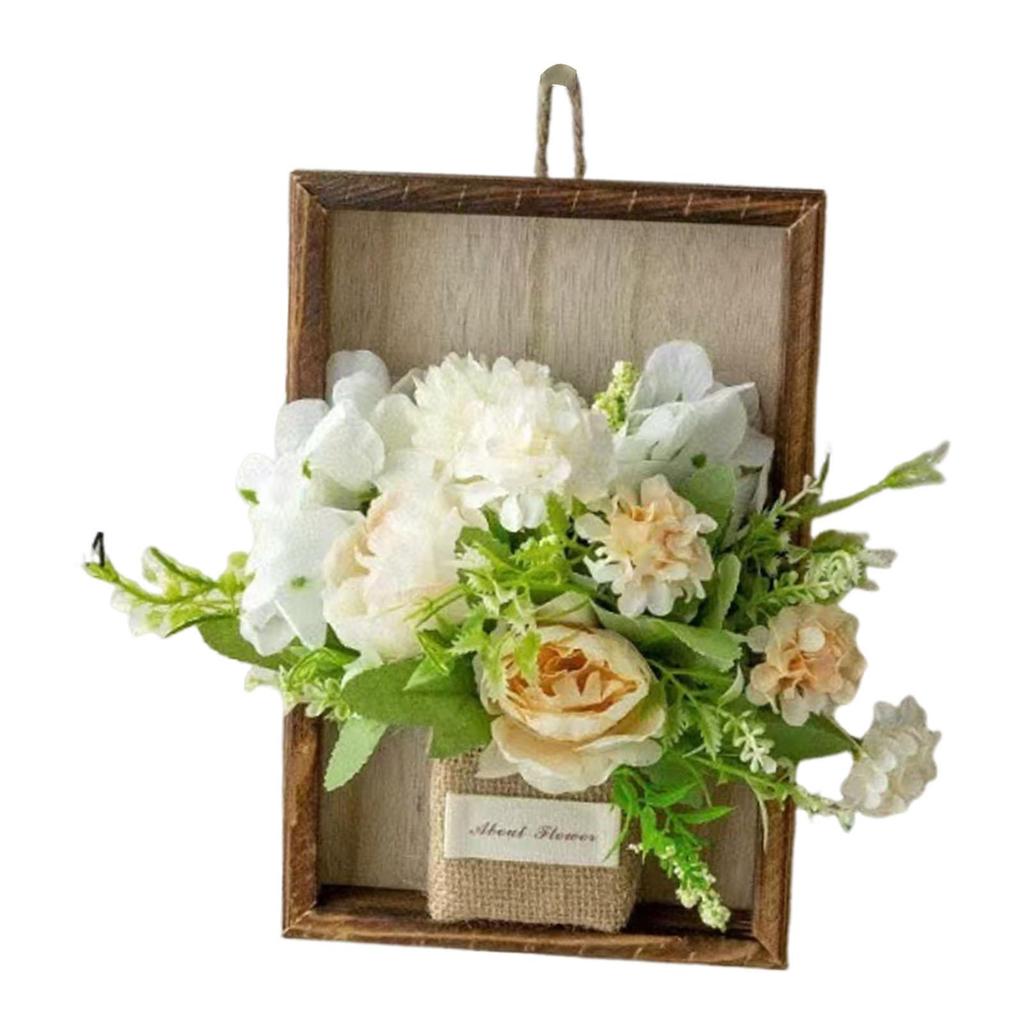 Simulated Flower with Frame Simulated Flower In Wooden Frame Hanging Ornament for Windowsill