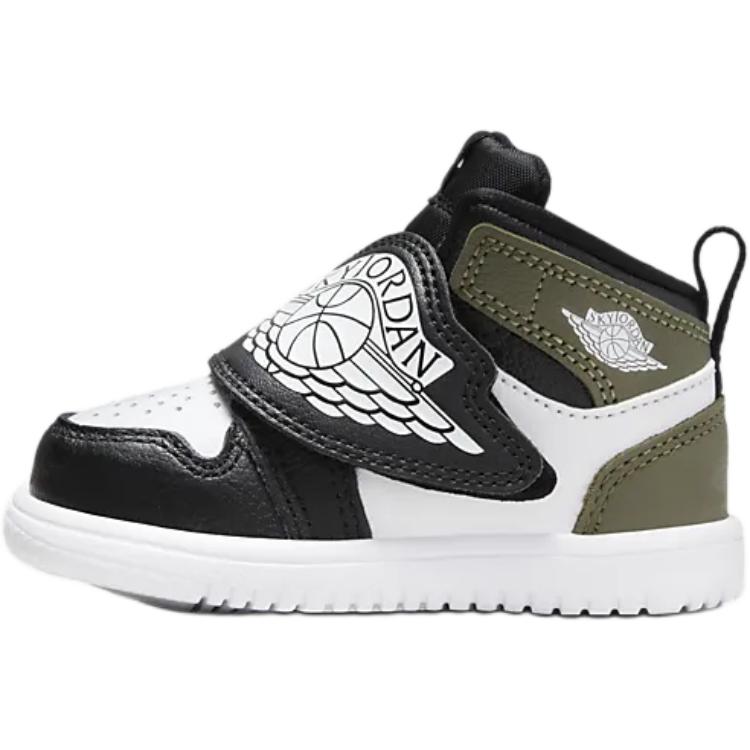 Air Jordan Sky Jordan 1 TD Black Toe Medium Olive Dětské tenisky Bílé BQ7196-092