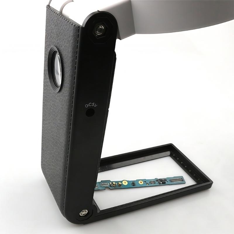 Double Lens Handheld Magnifying Glass With 6 LED Lights And 2 Lamps For Detailed Inspection Magnifing Glass