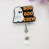 Halloween Boo Boo Crew Ghost Badge Reel, Acrylic Retractable ID Badge Holder with Swivel Clip for Nurses and Medical Staff, English Text