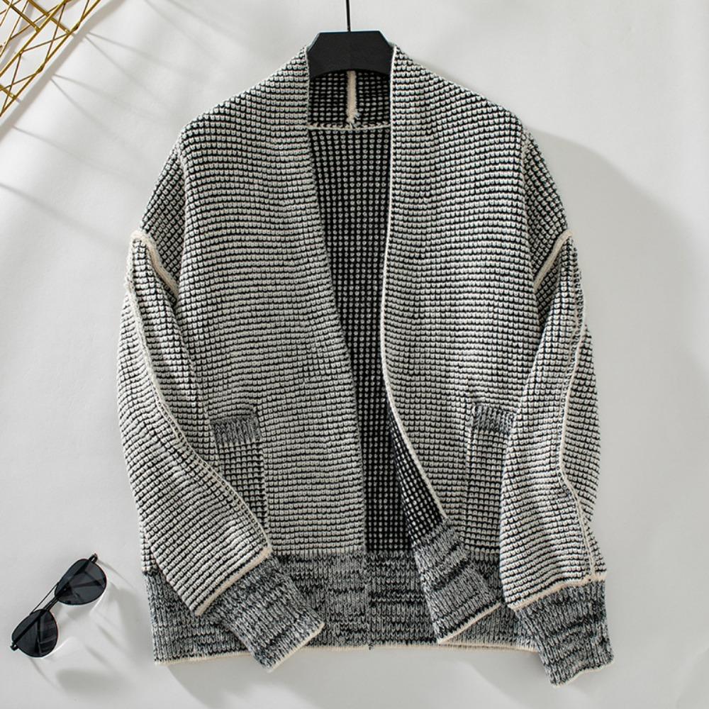 

Осенние и зимние женские вязаные свитера свободные модные цветные блоки вязаный кардиган свитер для женщин XL коричневый