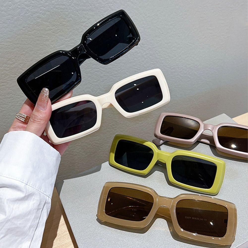 1pc Trendy Rectangle Sunglasses Retro Sun Glasses Fashion Candy Color Eyewear Shades UV400 Protection Driving Cycling Goggles