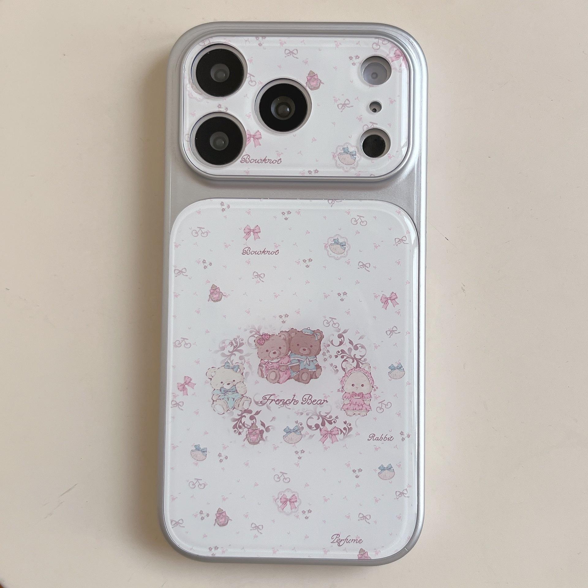 Ins Minimalist Style Acrylic Phone Case: Instantly Transforms for Window or Original Bear Design, Fits Apple Phones, Ice-Feel Craftsmanship Injection Molding серебряный