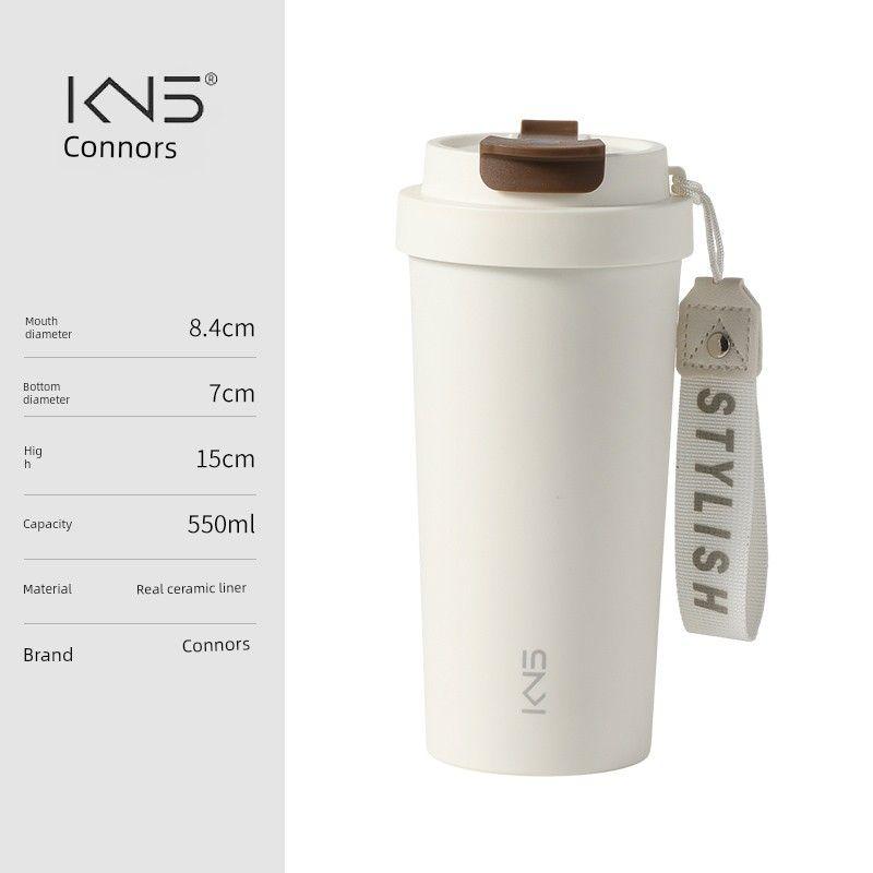 

Conner s Ceramic Inner Liner Portable Cup, Large-Capacity Thermos Cup, High-Looking, Leak-Proof, Sealed Cup, 2024 New Model Water Cup Simple Style - Coffee Color Cover