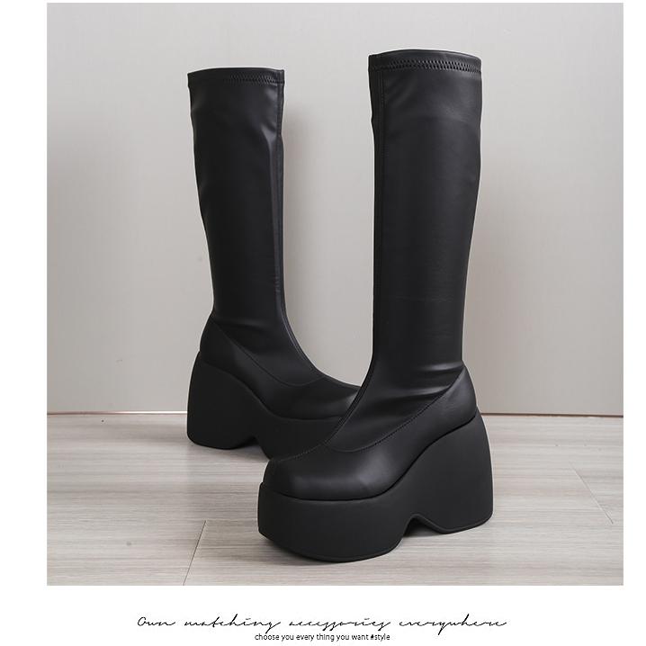 Gothic Style Sexy Elegant Chunky Platform Women Ankle Boots Brand New Walking Comfy Woman Shoes Platform Shoes Big Size D345