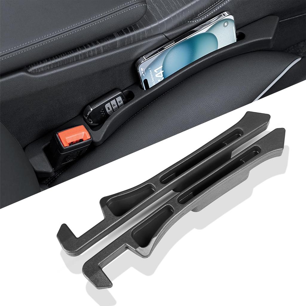 Car Seat Gap Filler Organizer With Dual Slots, 2 Pack Anti-Drop Storage Solution For Car SUV Truck - Prevents Phone, Keys, Wallet From Falling