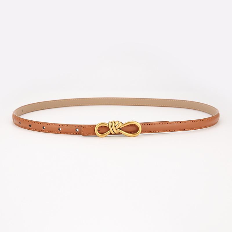 2025 Women's Versatile Genuine Leather Bowknot Waist Cinch - Thin Decorative Belt for Skirts and Shirts