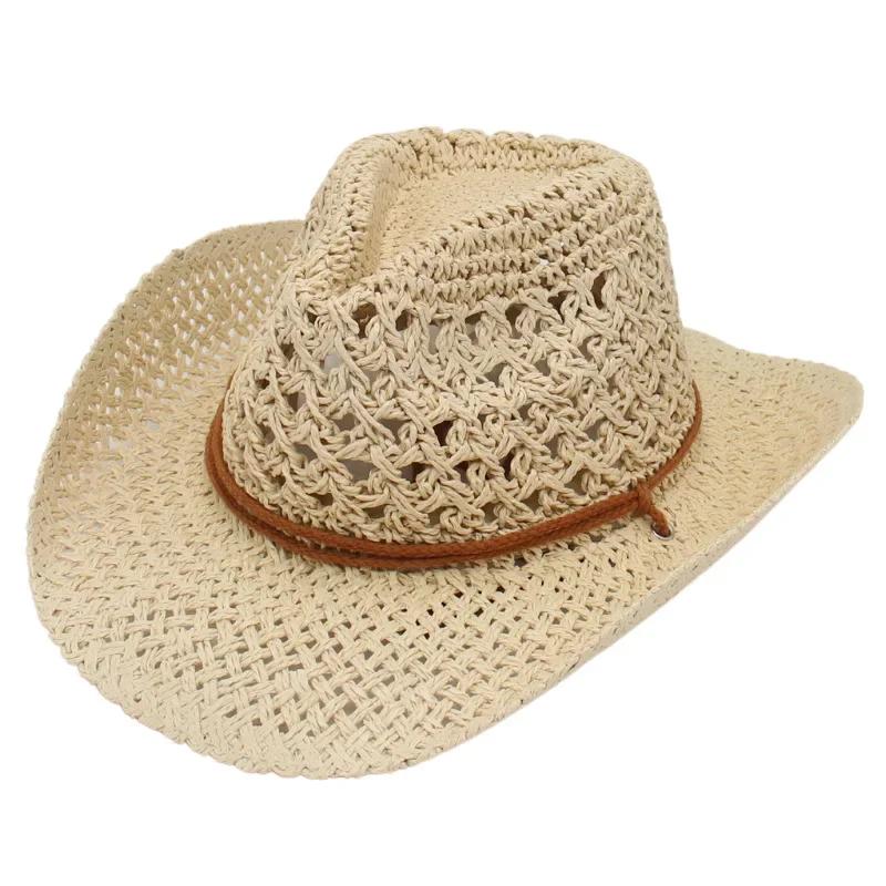 Vintage Western Cowboy Sun Hat Men Women Straw Hat Outdoor Travel  Ethnic Style Gift UV Protection Cap Chapeau Beach Hat